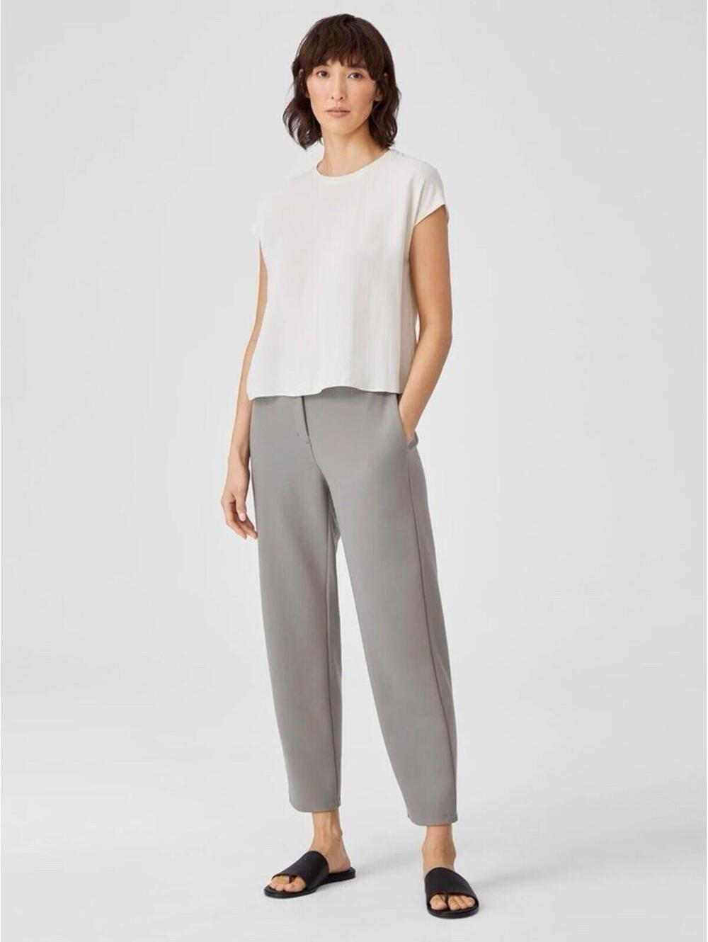 Eileen Fisher Flexe Ponte Slouchy Ankle Pants Grey Large